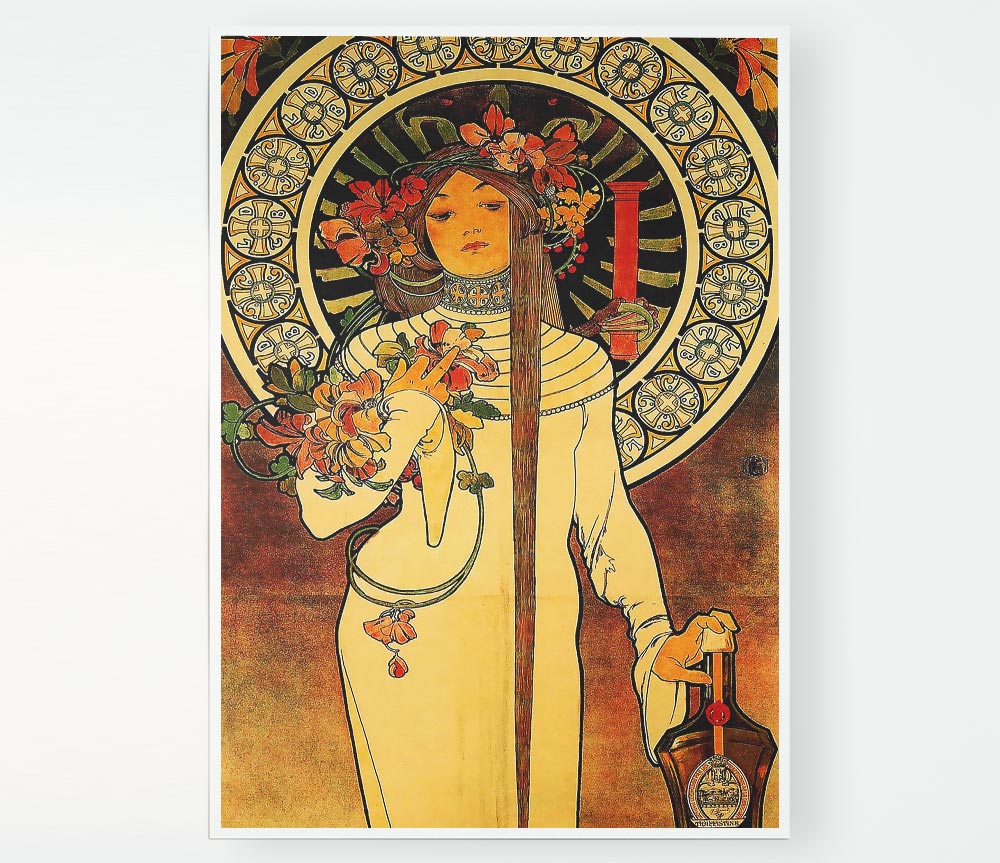 Alphonse Mucha La Trappistine poster on high-quality canvas, showcasing intricate details and vibrant colors.