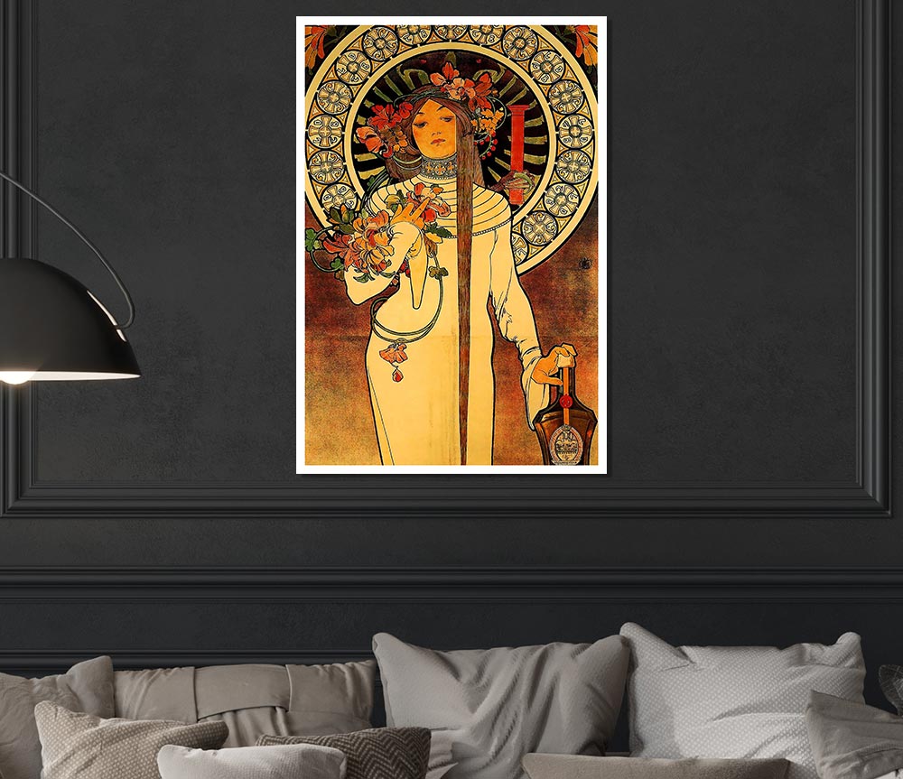 Alphonse Mucha La Trappistine poster on high-quality canvas, showcasing intricate details and vibrant colors.