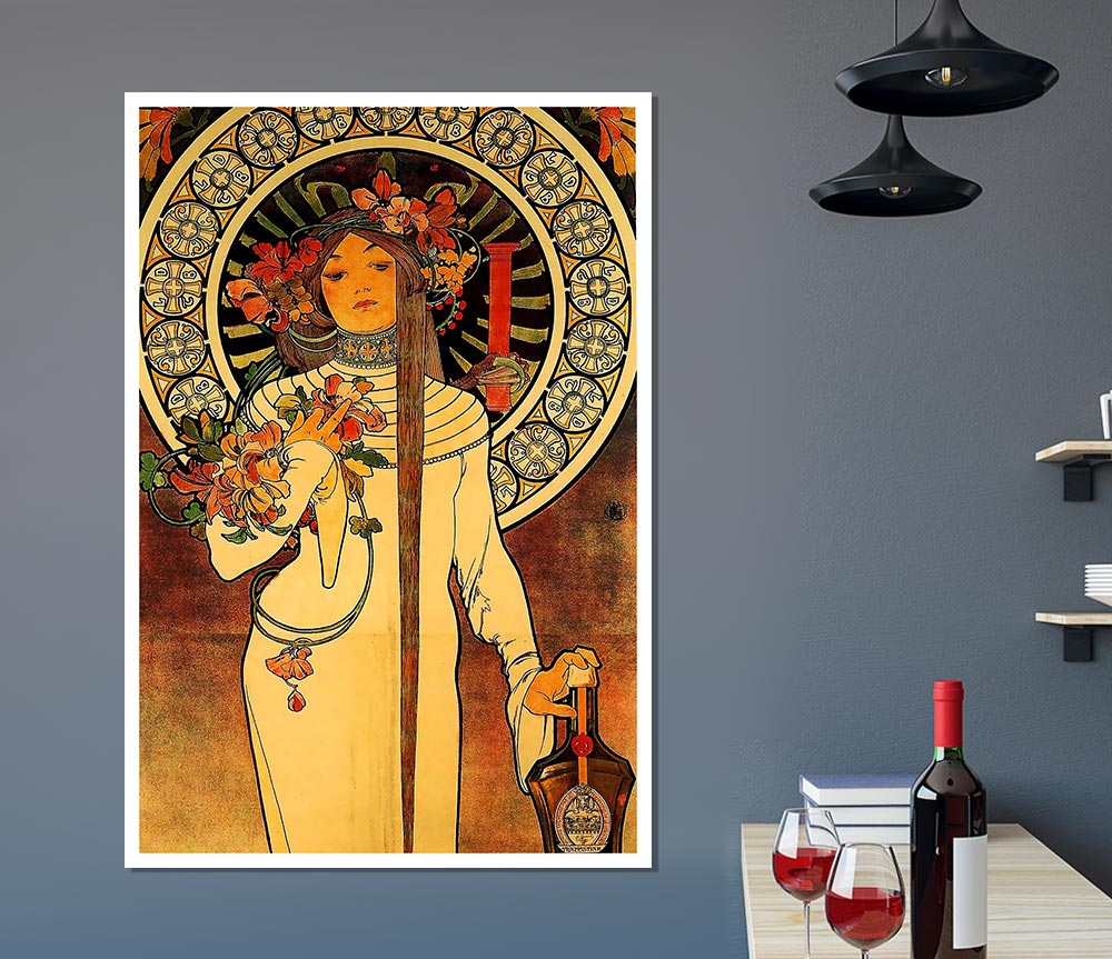 Alphonse Mucha La Trappistine poster on high-quality canvas, showcasing intricate details and vibrant colors.