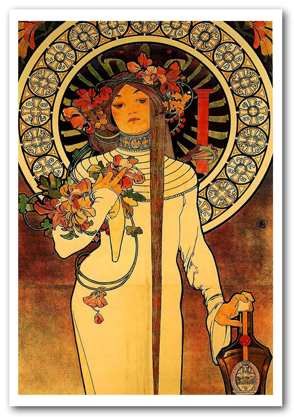 Alphonse Mucha La Trappistine poster on high-quality canvas, showcasing intricate details and vibrant colors.