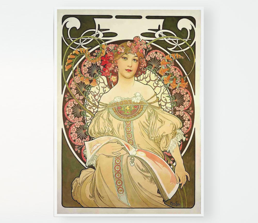 Alphonse Mucha Obraz poster on high-quality canvas, featuring intricate designs and vibrant colors.