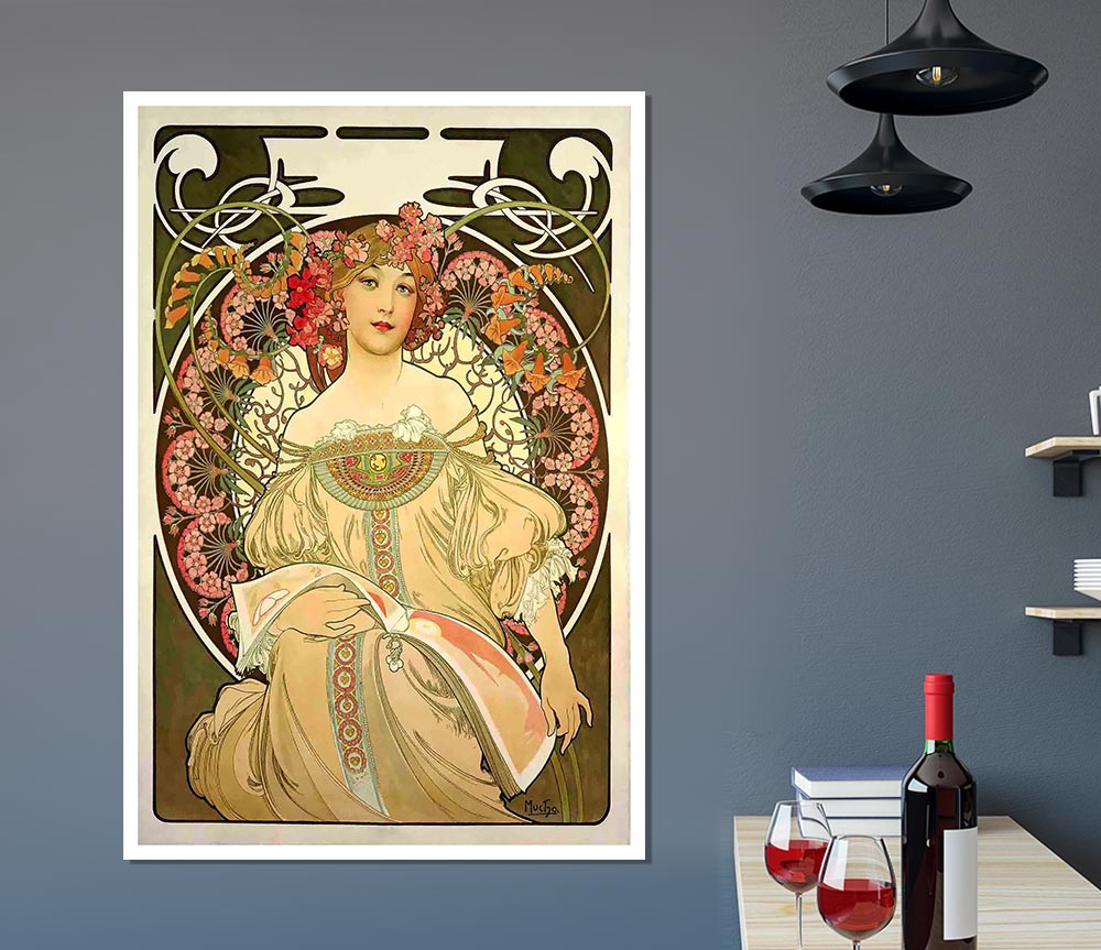 Alphonse Mucha Obraz poster on high-quality canvas, featuring intricate designs and vibrant colors.