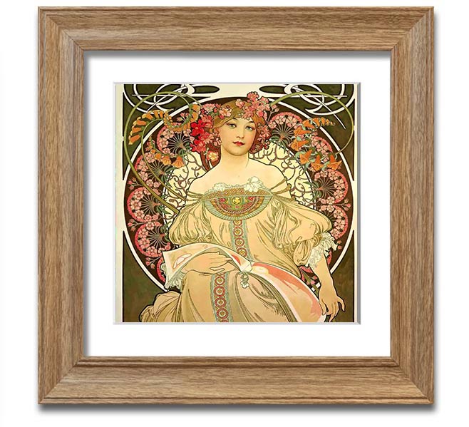 Alphonse Mucha Obraz Square Framed Print showcasing intricate designs and vibrant colors, ready to hang.