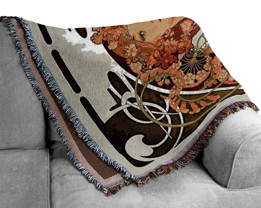 Alphonse Mucha Obraz throw blanket made of 100% cotton with intricate designs, perfect for adding elegance to any room.