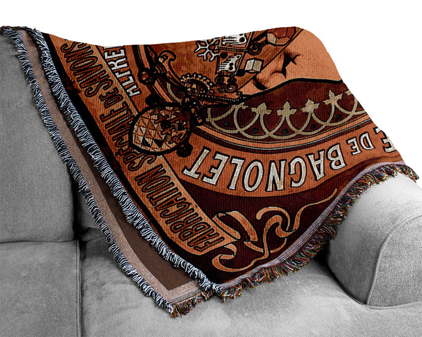 Alphonse Mucha Savonnerie De Bagnolet throw blanket, 100% cotton with intricate art nouveau design, perfect for home decor.