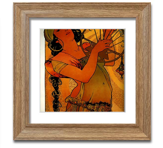 Alphonse Mucha Solome Square Framed Print showcasing intricate details and vibrant colors, framed elegantly for display.