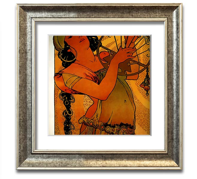 Alphonse Mucha Solome Square Framed Print showcasing intricate details and vibrant colors, framed elegantly for display.