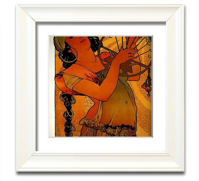 Alphonse Mucha Solome Square Framed Print showcasing intricate details and vibrant colors, framed elegantly for display.