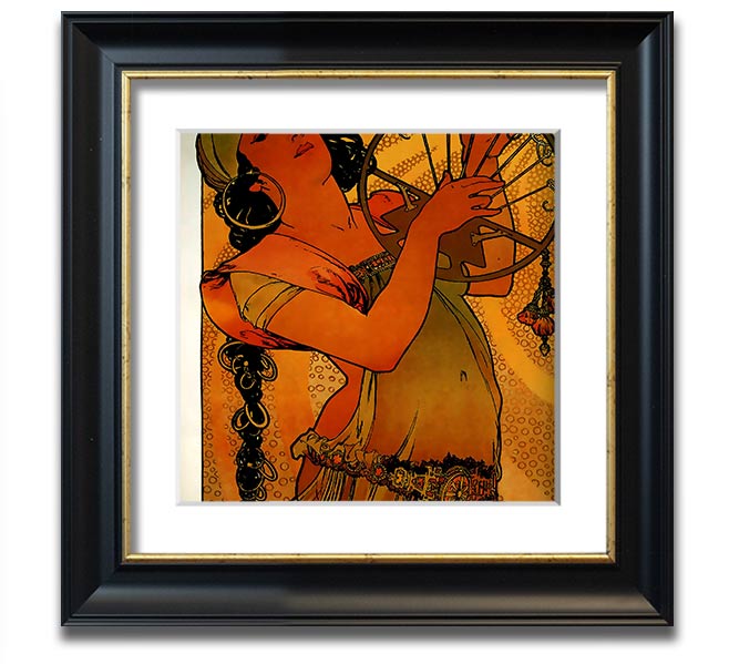 Alphonse Mucha Solome Square Framed Print showcasing intricate details and vibrant colors, framed elegantly for display.