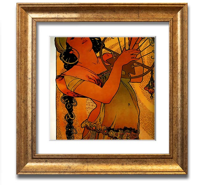 Alphonse Mucha Solome Square Framed Print showcasing intricate details and vibrant colors, framed elegantly for display.