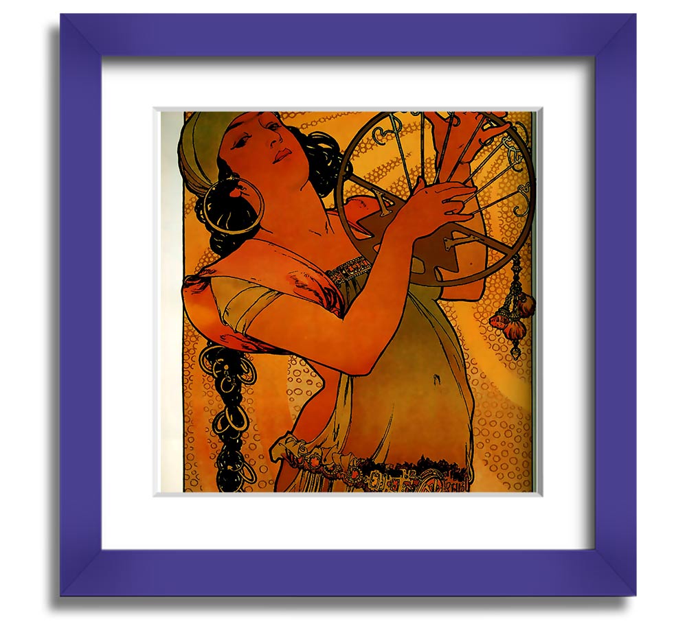 Alphonse Mucha Solome Square Framed Print showcasing intricate details and vibrant colors, framed elegantly for display.