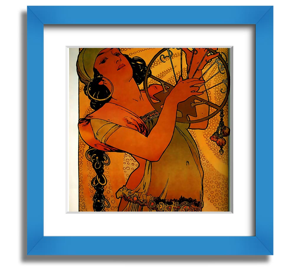 Alphonse Mucha Solome Square Framed Print showcasing intricate details and vibrant colors, framed elegantly for display.