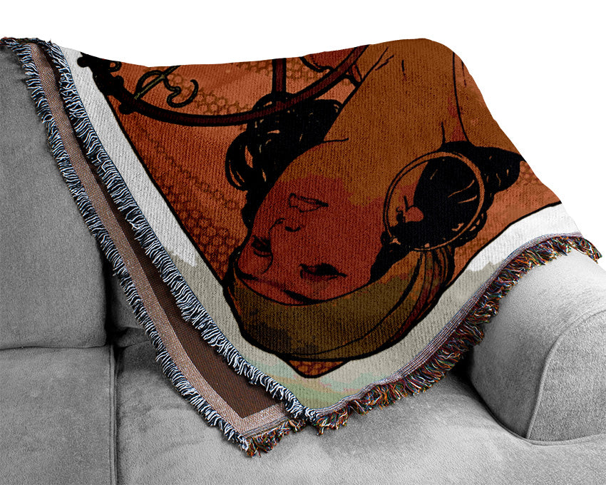 Alphonse Mucha Solome throw blanket made from 100% cotton with a luxurious thermal weave design.