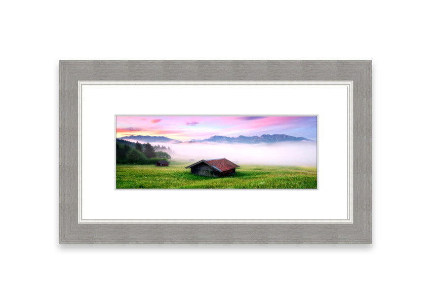 Framed print of the Alps Meadow in Germany, showcasing vibrant colors and serene landscape, available in various frame colors.