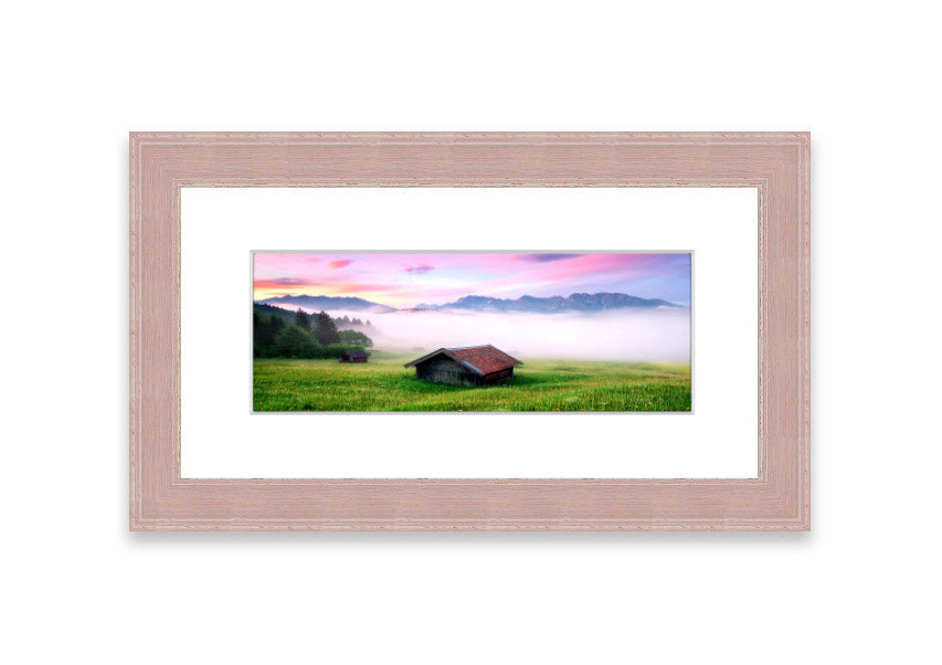 Framed print of the Alps Meadow in Germany, showcasing vibrant colors and serene landscape, available in various frame colors.