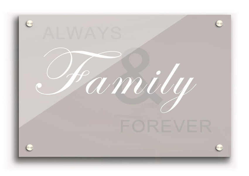 Always And Forever Beige acrylic print on a wall, showcasing its elegant design and vibrant colors.