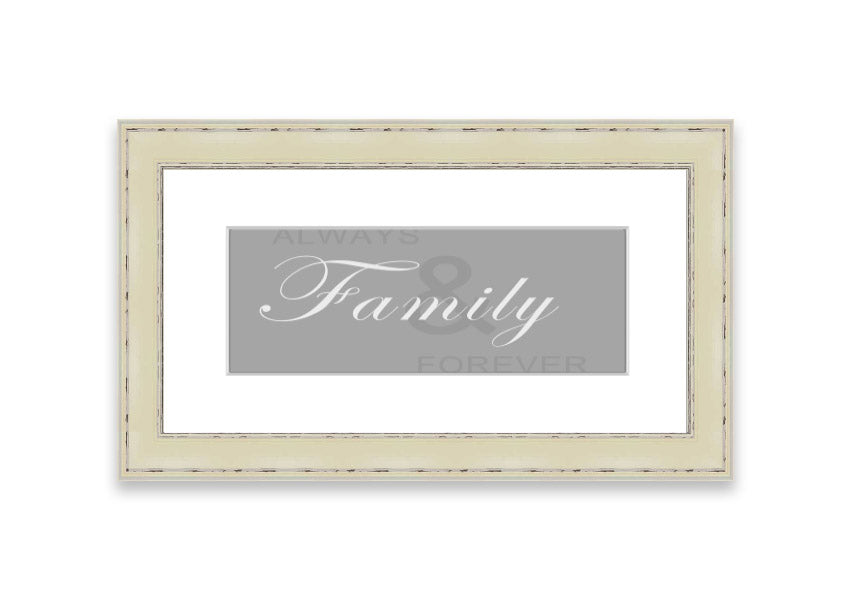 Always And Forever Grey White framed print showcasing elegant grey and white design, ready to hang with multiple frame color options.