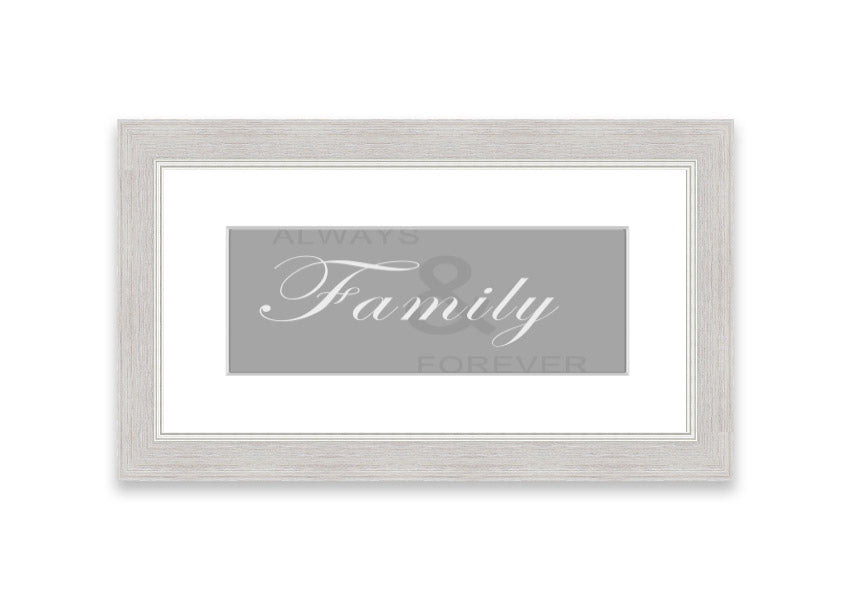 Always And Forever Grey White framed print showcasing elegant grey and white design, ready to hang with multiple frame color options.