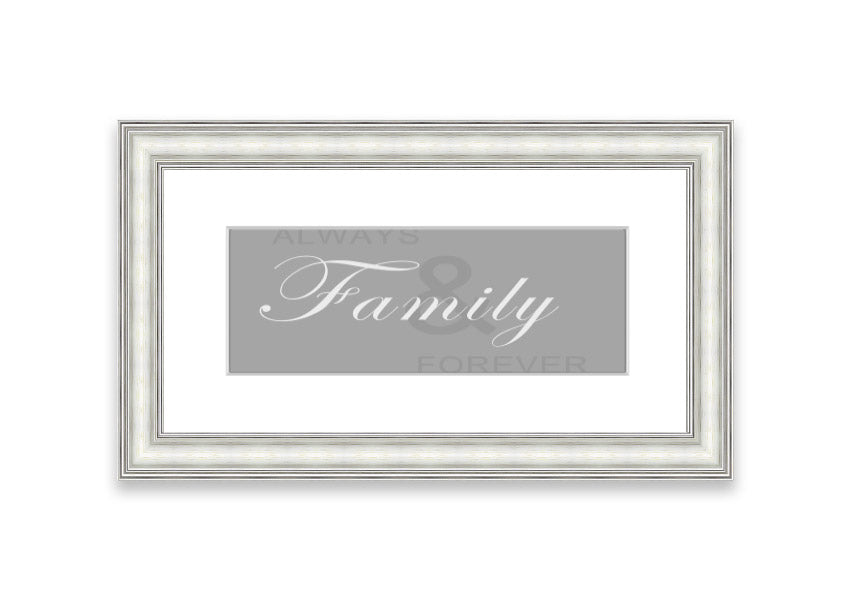 Always And Forever Grey White framed print showcasing elegant grey and white design, ready to hang with multiple frame color options.