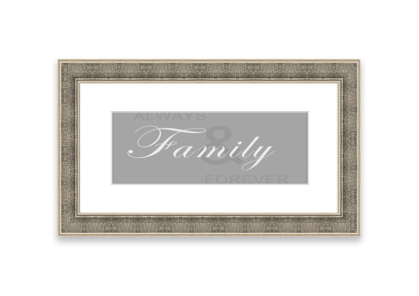 Always And Forever Grey White framed print showcasing elegant grey and white design, ready to hang with multiple frame color options.