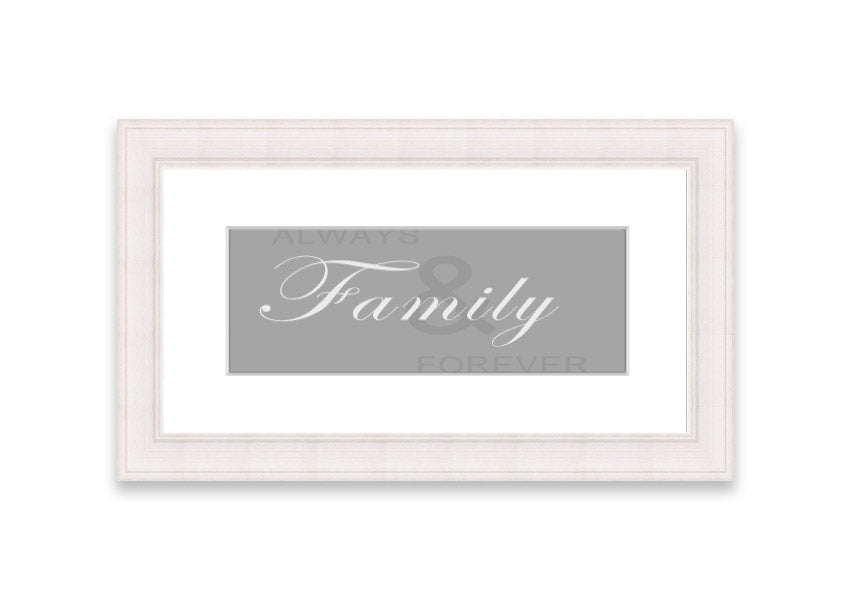 Always And Forever Grey White framed print showcasing elegant grey and white design, ready to hang with multiple frame color options.