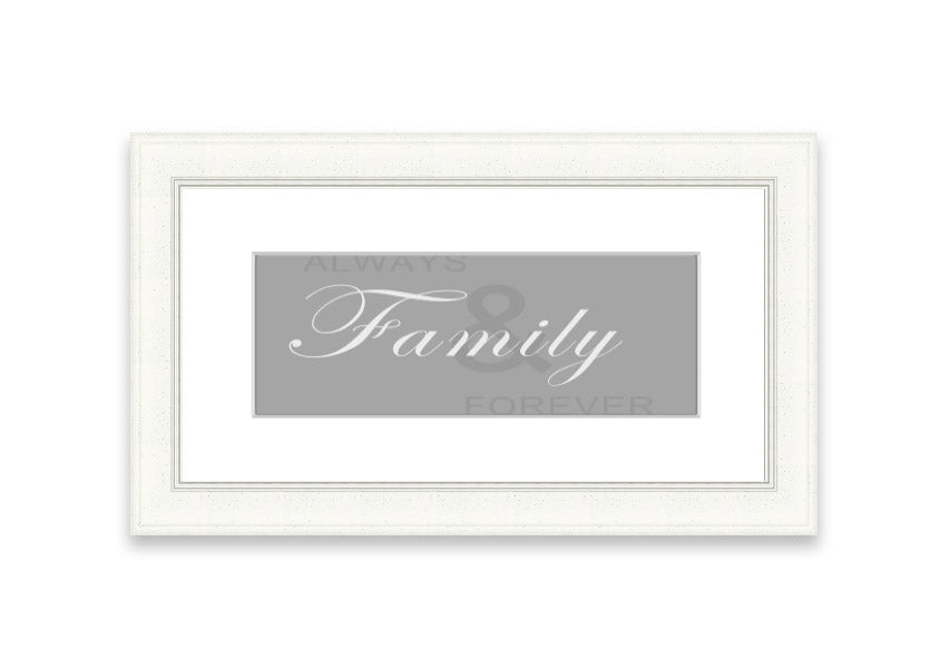 Always And Forever Grey White framed print showcasing elegant grey and white design, ready to hang with multiple frame color options.