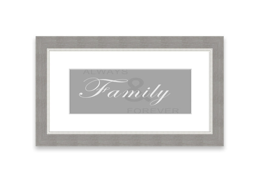 Always And Forever Grey White framed print showcasing elegant grey and white design, ready to hang with multiple frame color options.