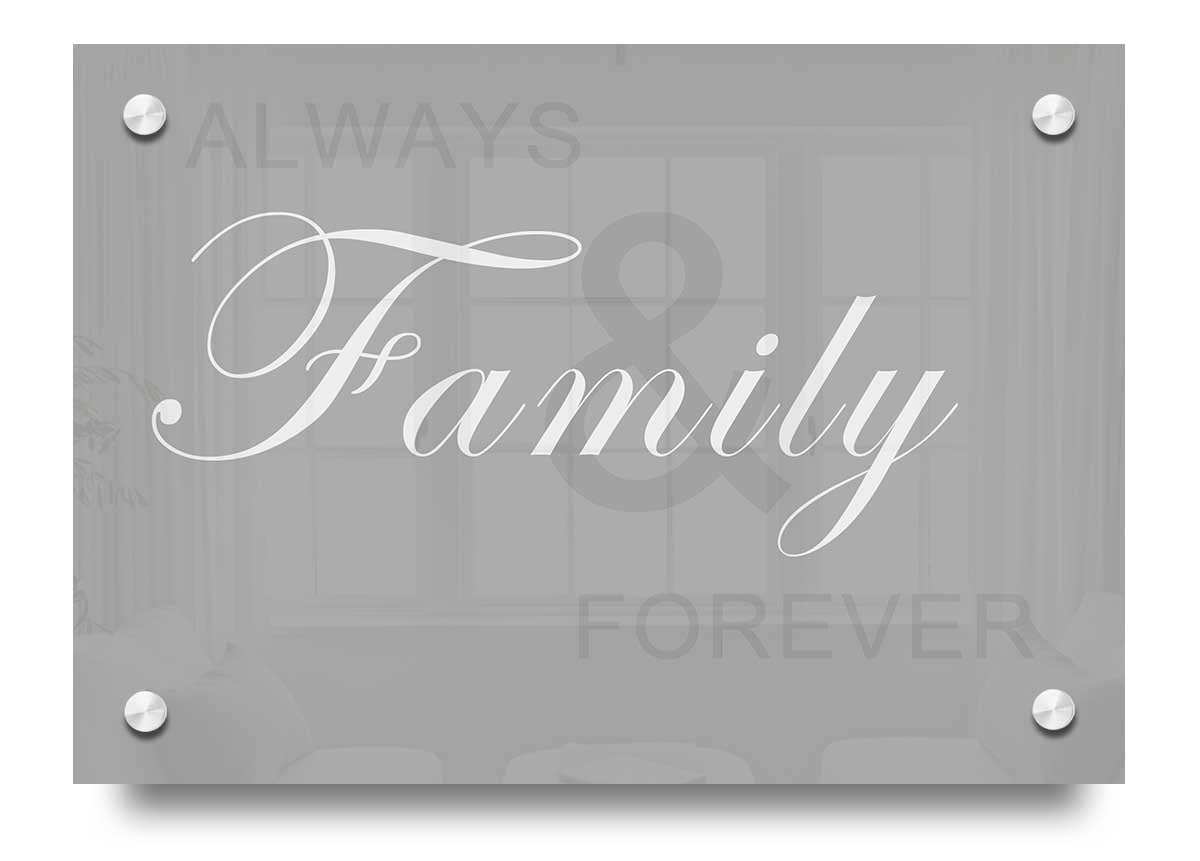 Always And Forever Grey White acrylic print on 5mm thick acrylic glass, showcasing a modern design.