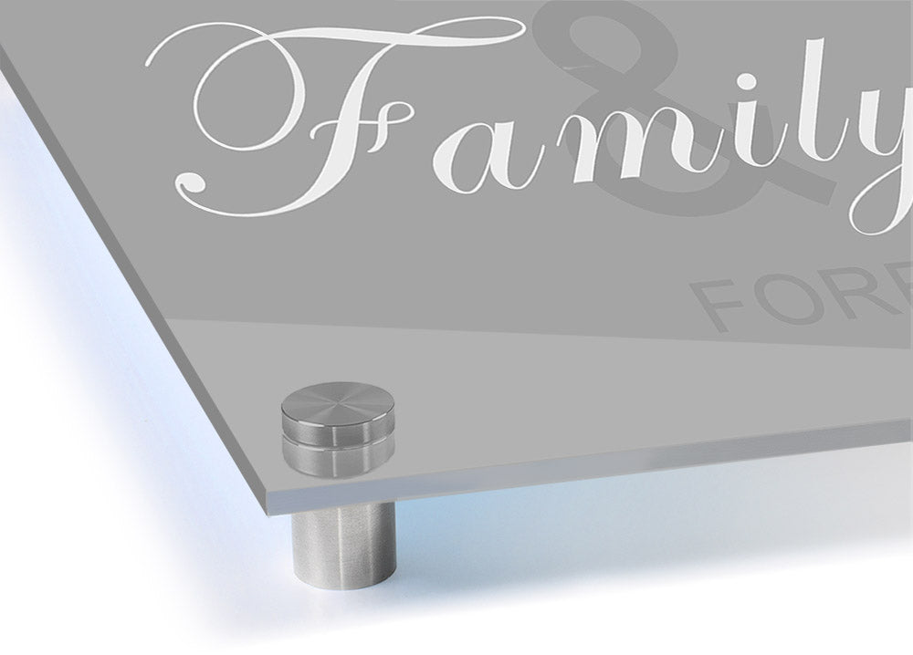 Always And Forever Grey White acrylic print on 5mm thick acrylic glass, showcasing a modern design.