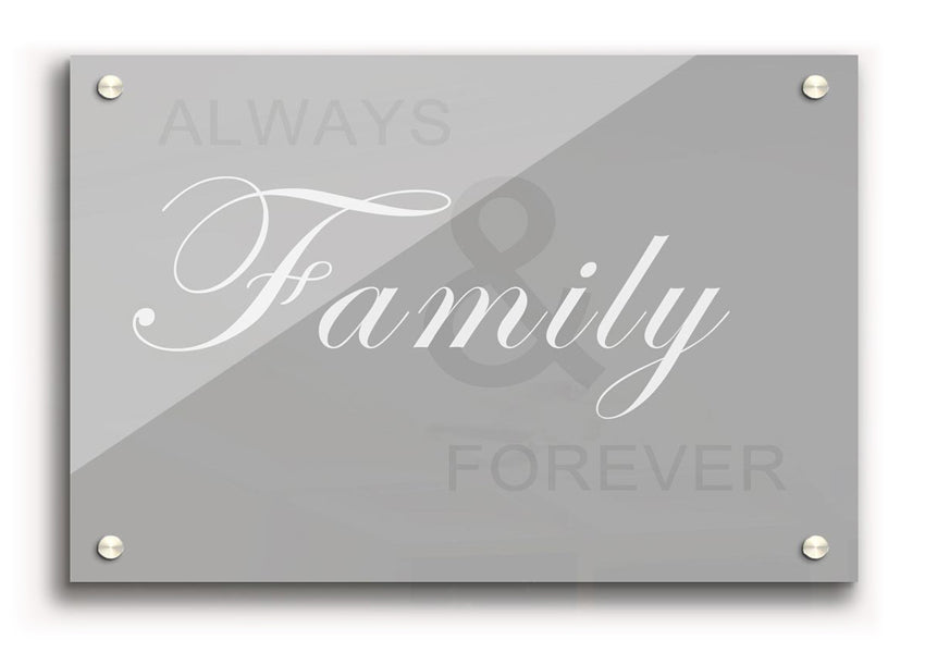 Always And Forever Grey White acrylic print on 5mm thick acrylic glass, showcasing a modern design.