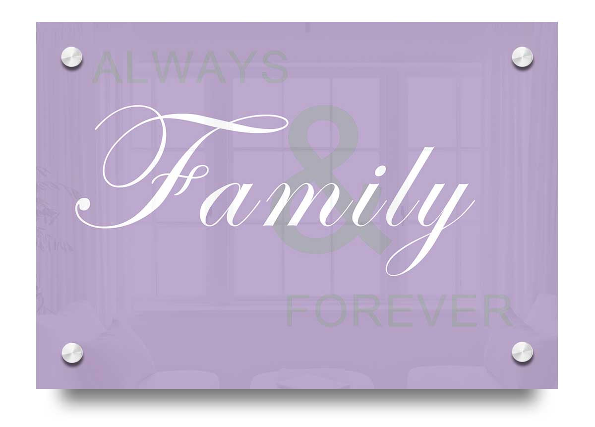 Always And Forever Lilac acrylic print on 5mm thick acrylic glass, featuring vibrant lilac colors, ready to hang.