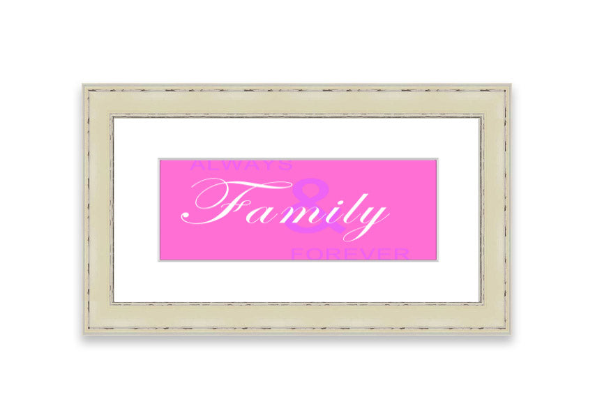 Always And Forever Vivid Pink framed print with vibrant pink design, available in various frame colors, handmade in the UK.