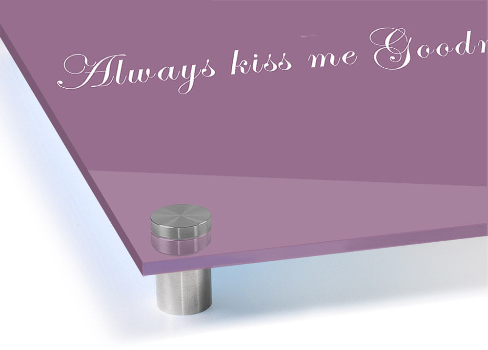 Always Kiss Me Goodnight Dusty Pink acrylic print, featuring a soft pink design on 5mm thick acrylic glass, ready to hang.