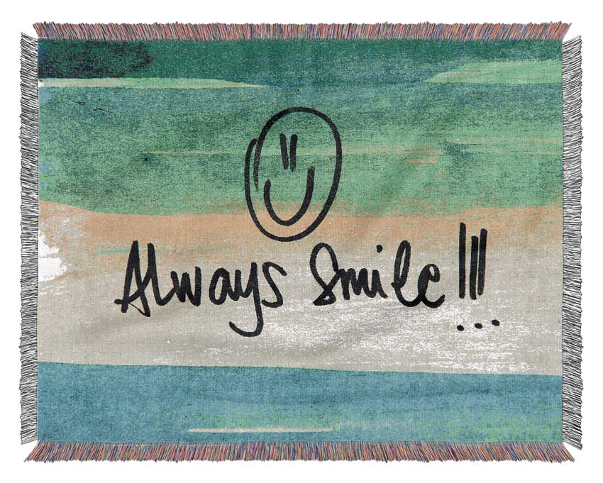 Always Smile throw blanket made of 100% cotton in a thermal weave, showcasing its luxurious texture and classic design.