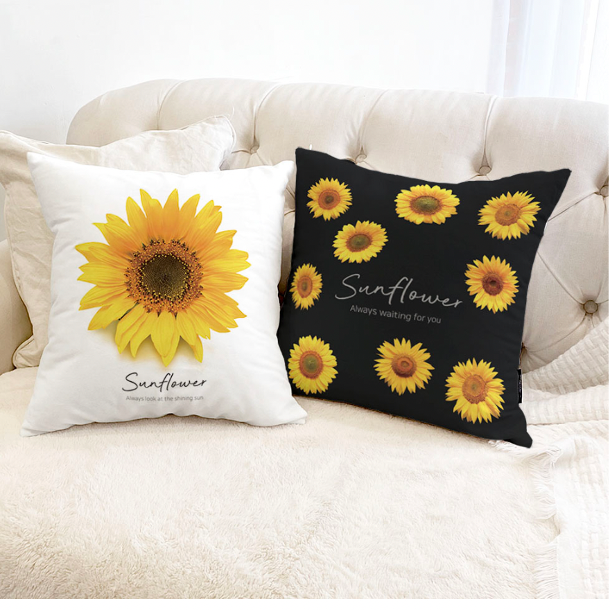 Always Sunflower cushion featuring a vibrant sunflower design on a soft microfiber fabric, perfect for home decor.