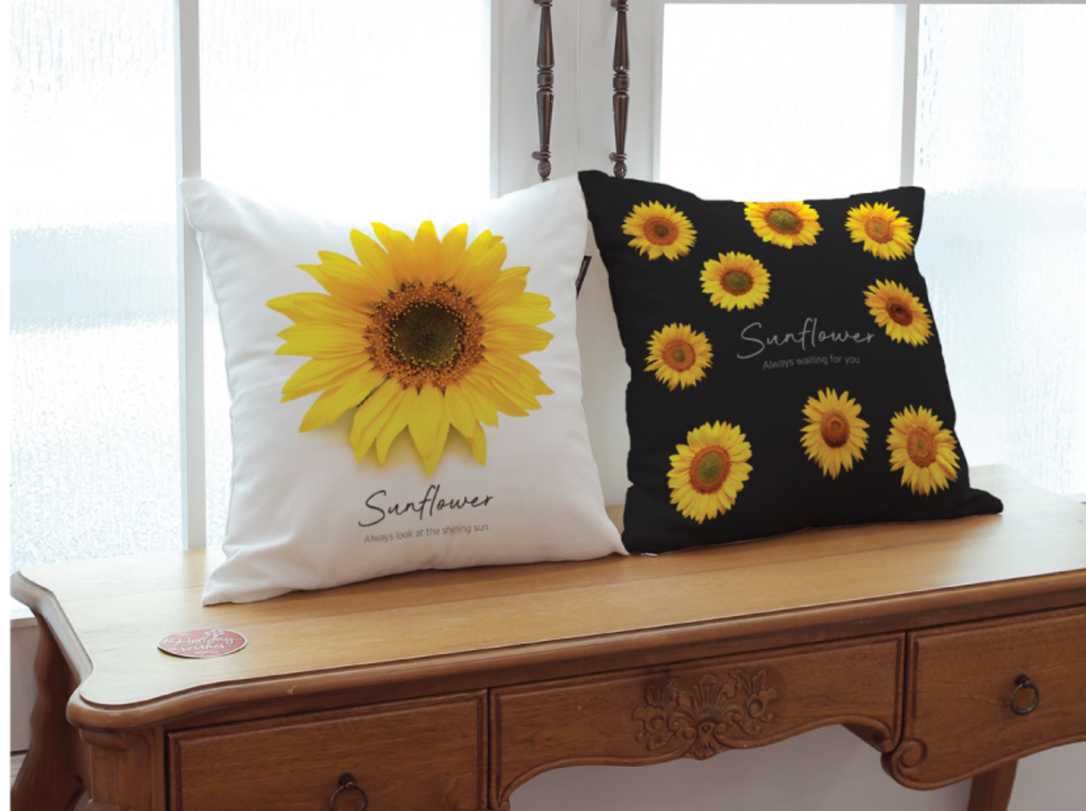 Always Sunflower cushion featuring a vibrant sunflower design on a soft microfiber fabric, perfect for home decor.