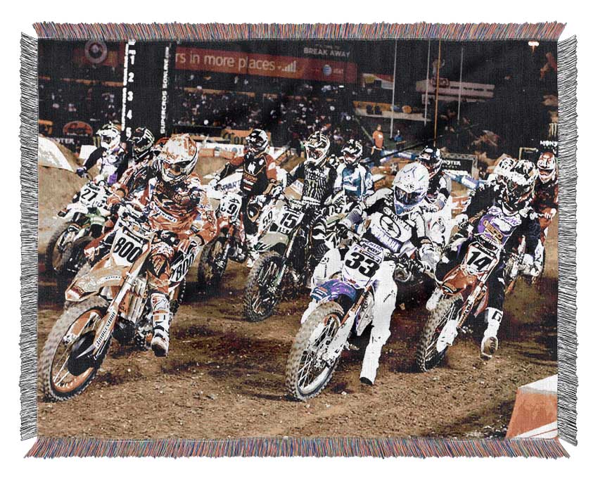 Ama Motorcross blanket made from 100% cotton, featuring a thermal weave for breathability and a luxurious finish, perfect for bed or couch.