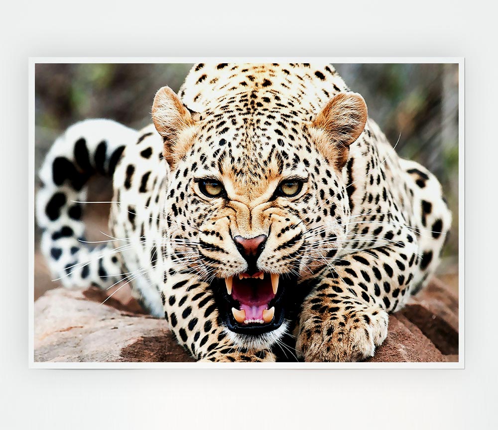 A vibrant canvas poster of a cheetah in its natural habitat, showcasing its striking features and colors.