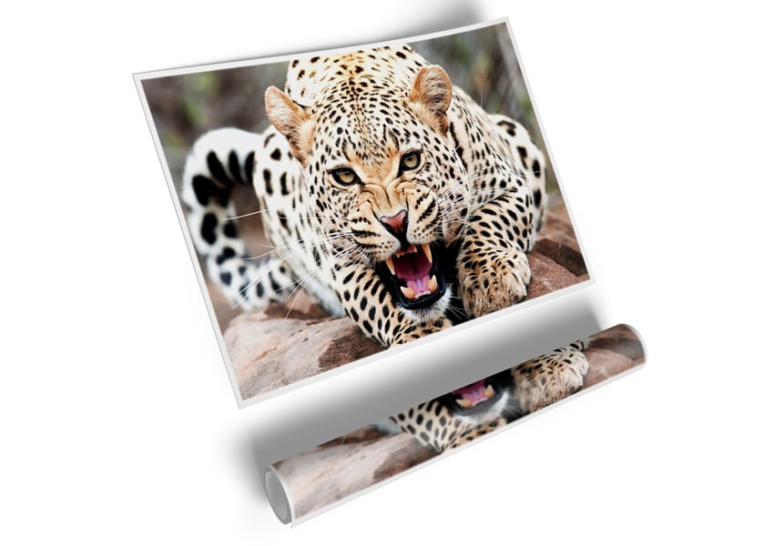 A vibrant canvas poster of a cheetah in its natural habitat, showcasing its striking features and colors.