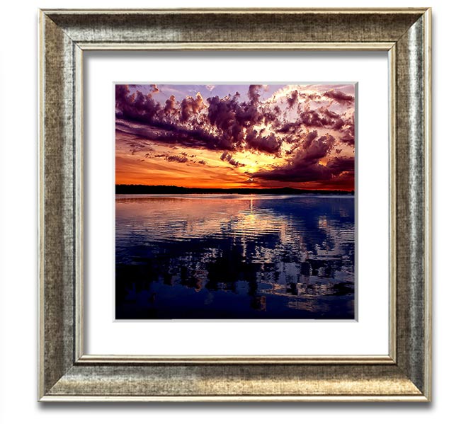 Amazing Dusk Square Framed Print showcasing serene dusk colors in a stylish frame.