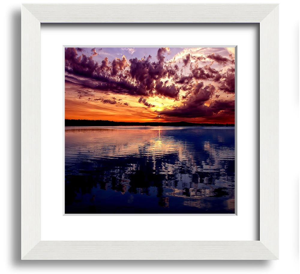 Amazing Dusk Square Framed Print showcasing serene dusk colors in a stylish frame.