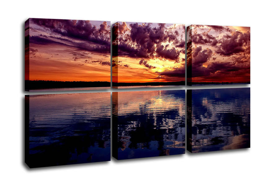 Amazing Dusk canvas art featuring a serene twilight landscape, mounted on a sturdy 44mm box frame, ready to hang.