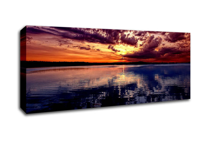 Amazing Dusk canvas art featuring a serene twilight landscape, mounted on a sturdy 44mm box frame, ready to hang.