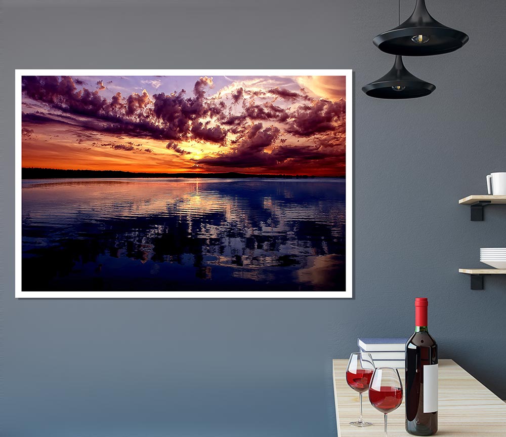 Amazing Dusk canvas poster featuring a serene twilight landscape with vibrant colors.