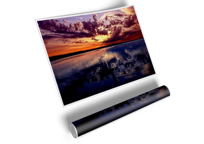 Amazing Dusk canvas poster featuring a serene twilight landscape with vibrant colors.