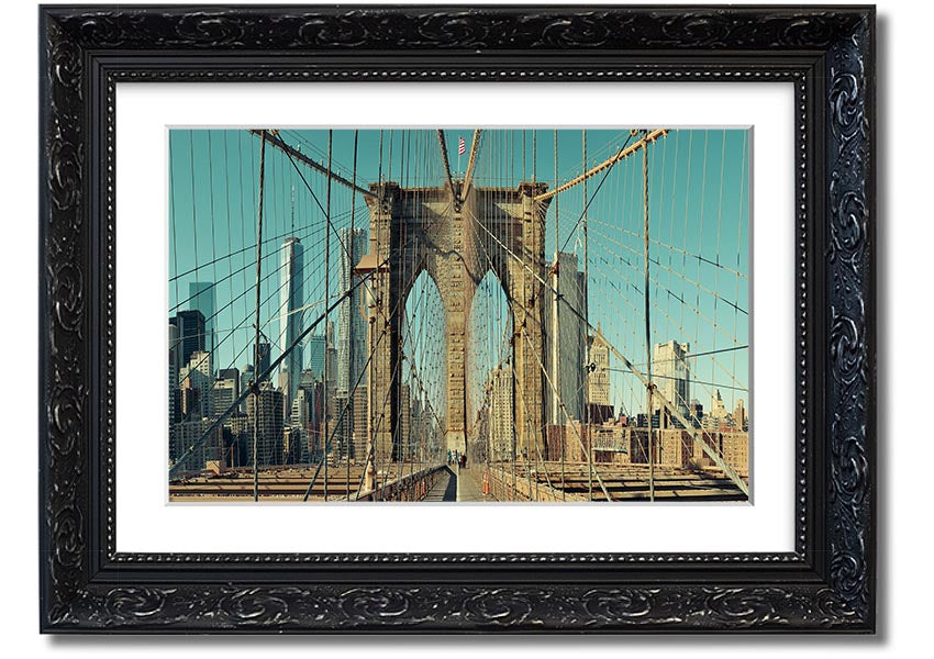 Framed print of the Amazing NYC Bridge, showcasing vibrant colors and intricate details, ready to hang on the wall.