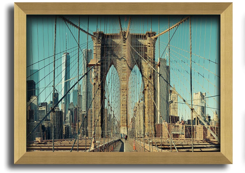 Framed print of the Amazing NYC Bridge, showcasing vibrant colors and intricate details, ready to hang on the wall.