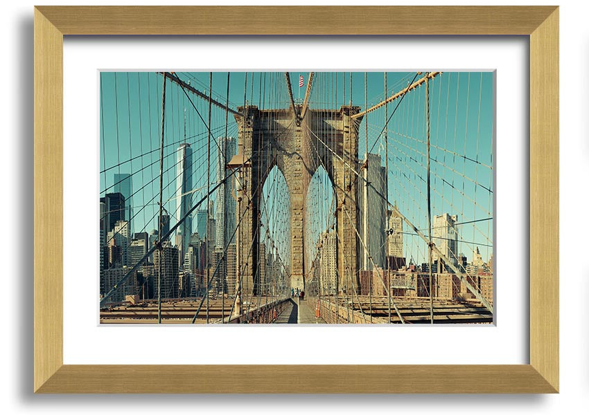 Framed print of the Amazing NYC Bridge, showcasing vibrant colors and intricate details, ready to hang on the wall.