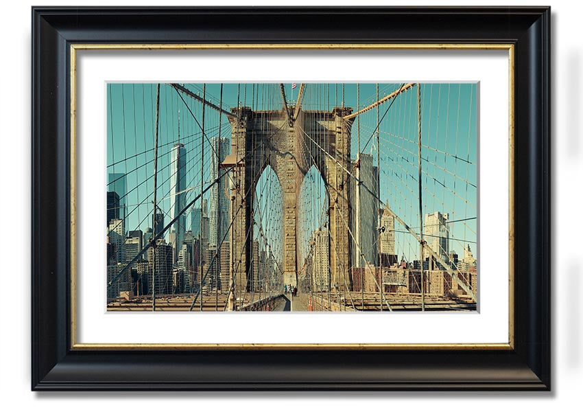 Framed print of the Amazing NYC Bridge, showcasing vibrant colors and intricate details, ready to hang on the wall.