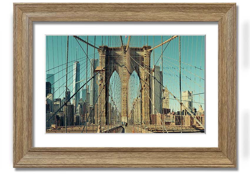 Framed print of the Amazing NYC Bridge, showcasing vibrant colors and intricate details, ready to hang on the wall.